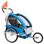 Rimorchio per Bici e Passeggino 2 in 1 Blu e Grigio