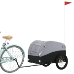 Rimorchio da Bici Nero e Grigio 45 kg in Ferro