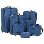 Set Valigie da Viaggio 5 pz Blu in Tessuto