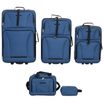 Set Valigie da Viaggio 5 pz Blu in Tessuto