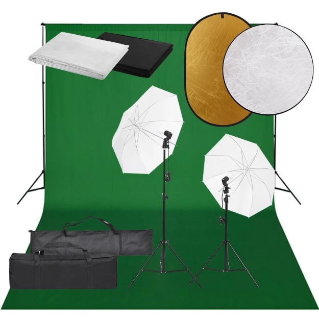 Kit Studio Fotografico con Set di Luci, Fondale e Riflettore