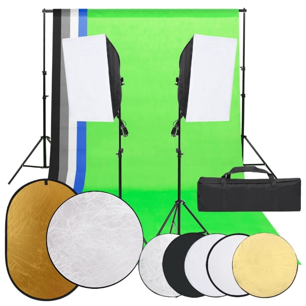 Kit per Studio Fotografico con Set Luci, Fondale e Riflettore