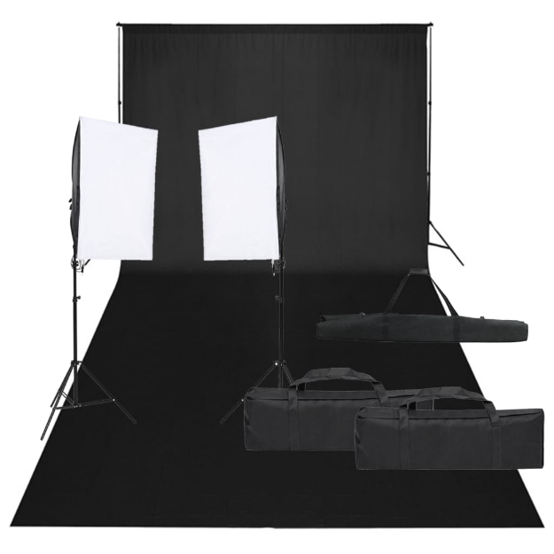 Kit per Studio Fotografico con Set di Luci e Fondale