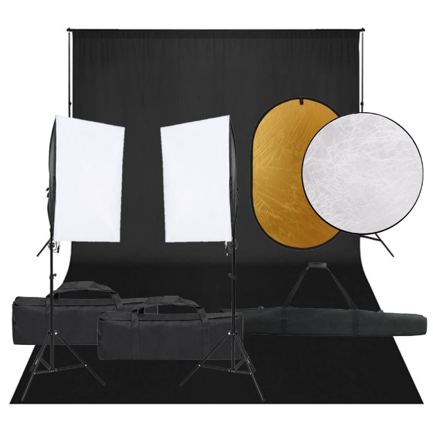 Kit per Studio Fotografico con Set Luci, Fondale e Riflettore