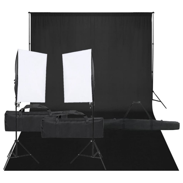 Kit per Studio Fotografico con Set di Luci e Fondale