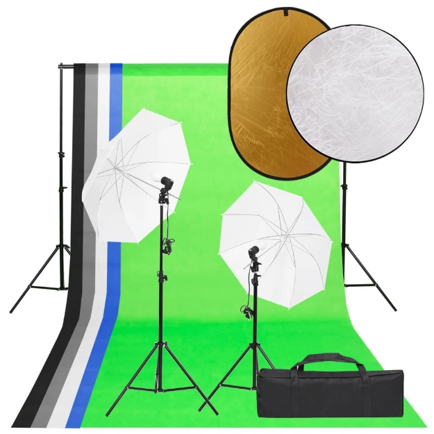 Kit per Studio Fotografico con Set Luci, Fondale e Riflettore