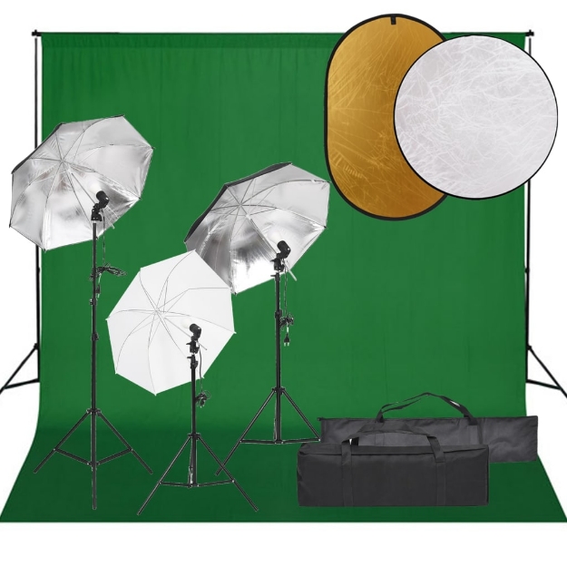 Kit per Studio Fotografico con Set Luci, Fondale e Riflettore