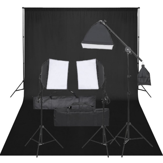 Kit per Studio Fotografico con Set di Luci e Fondale