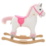 Unicorno a Dondolo in Peluche 65x32x58 cm Bianco e Rosa