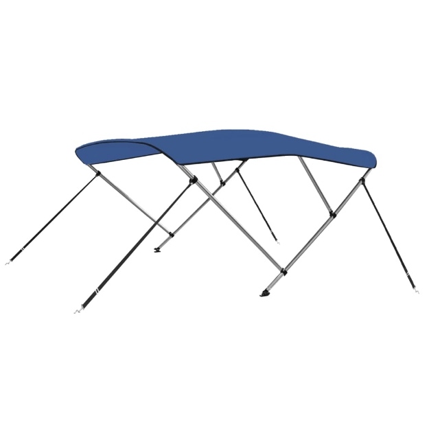 Bimini di Prua con Tendalino a 3 Archi Blu 183x180x137 cm