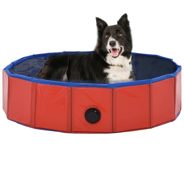 Piscina per Cani Pieghevole Rossa 80x20 cm in PVC