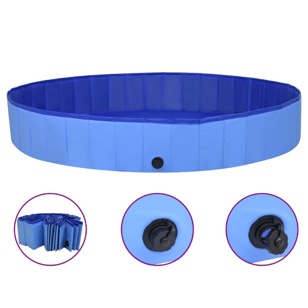 Piscina per Cani Pieghevole Blu 200x30 cm in PVC