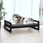 Cuccia per Cani Nera 105,5x75,5x28 cm Legno Massello di Pino