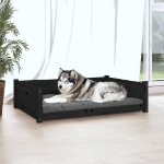 Cuccia per Cani Nera 105,5x75,5x28 cm Legno Massello di Pino