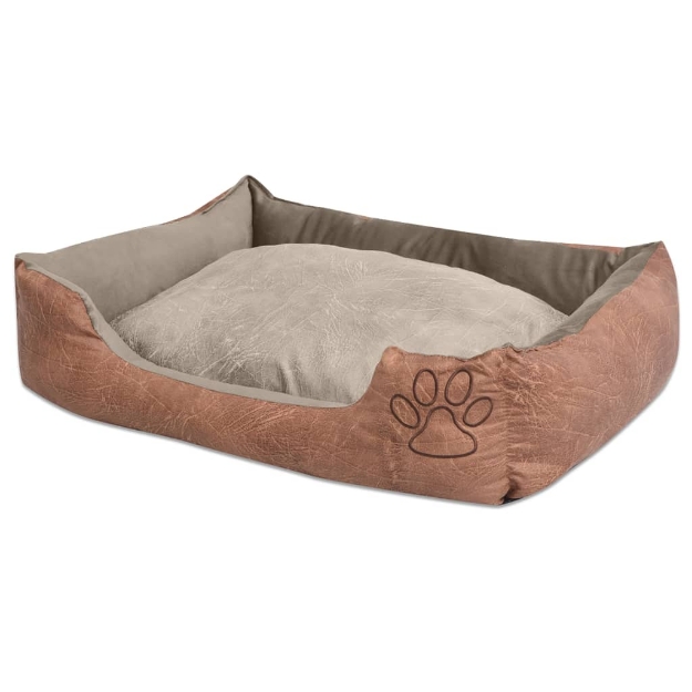 Cuccia per Cani con Cuscino Imbottito Pelle Sintetica XXL Beige