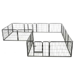 Box per Cani con 16 Pannelli in Acciaio 60x80 cm Nero