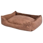 Cuccia per Cani con Cuscino Imbottito Pelle Sintetica PU Taglia S Beige