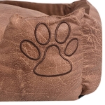 Cuccia per Cani con Cuscino Imbottito Pelle Sintetica PU Taglia S Beige