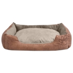 Cuccia per Cani con Cuscino in Pelle Sintetica Taglia L Beige