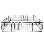 Box per Cani con 16 Pannelli in Acciaio 80x80 cm Nero