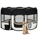 Box per Cani Pieghevole con Borsa Trasporto Nero 145x145x61 cm