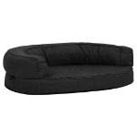 Materasso Ergonomico per Cani 75x53 cm Pile Effetto Lino Nero