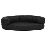 Materasso Ergonomico per Cani 75x53 cm Pile Effetto Lino Nero