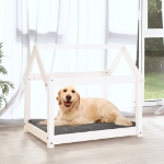 Cuccia per Cani Bianca 81x60x70 cm in Legno Massello di Pino