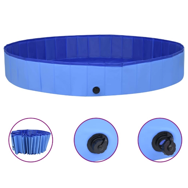 Piscina per Cani Pieghevole Blu 300x40 cm in PVC