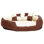 Cuscino per Cani Reversibile Lavabile Marrone Crema 110x80x23cm