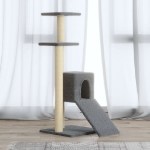 Albero per Gatti con Tiragraffi in Sisal Grigio Chiaro 92 cm