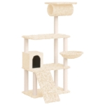 Albero per Gatti con Tiragraffi in Sisal Crema 131 cm