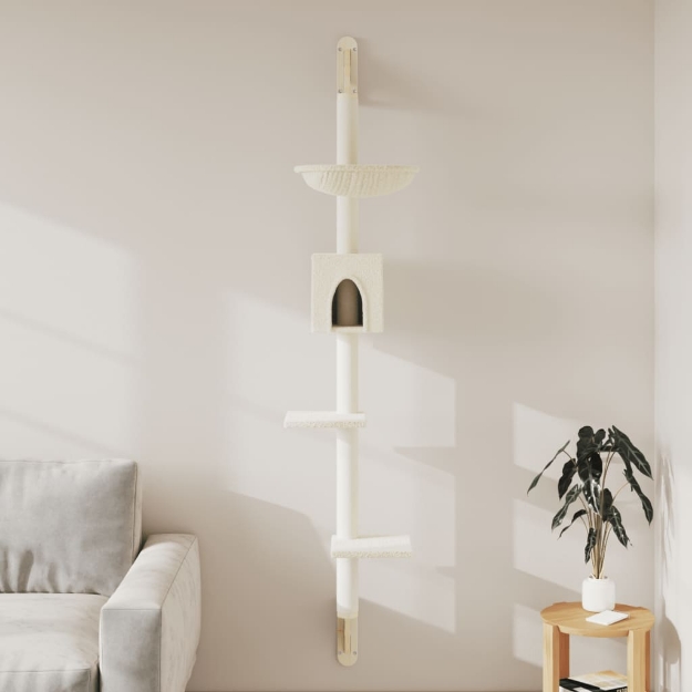 Albero per Gatti con Tiragraffi a Parete Crema 187 cm