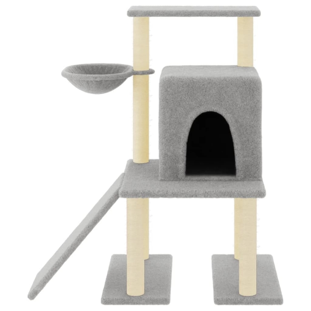 Albero per Gatti con Tiragraffi in Sisal Grigio Chiaro 96,5 cm