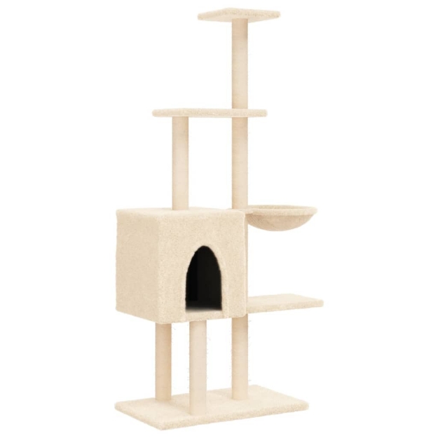 Albero per Gatti con Tiragraffi in Sisal Crema 145 cm