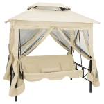 Gazebo Convertibile Panchina a Dondolo Bianco Crema