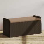 Cassapanca con Cuscino Marrone 115x51x52 cm in Polyrattan