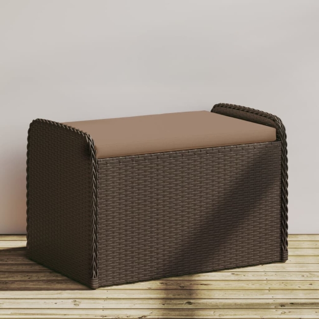 Cassapanca con Cuscino Marrone 80x51x52 cm in Polyrattan