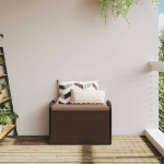 Cassapanca con Cuscino Marrone 80x51x52 cm in Polyrattan