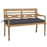 Panca Batavia con Cuscino Antracite 120 cm in Massello di Teak