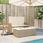 Panca da Giardino con Cuscini e Poggiapiedi Beige in Polyrattan