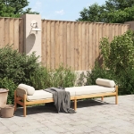 Panca da Giardino con Cuscino Beige in Polyrattan e Acacia