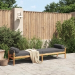 Panca da Giardino con Cuscino Grigia in Polyrattan e Acacia