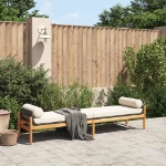 Panca da Giardino con Cuscino in Polyrattan e Acacia