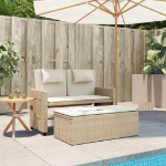 Panca Reclinabile da Giardino con Cuscini Beige in Polyrattan