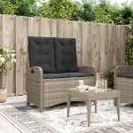 Panca Reclinabile Giardino con Cuscini Grigio Chiaro Polyrattan