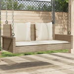 Panchina a Dondolo con Cuscini Beige 119x56x48 cm in Polyrattan