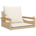 Panchina a Dondolo con Cuscini Beige 63x62x40 cm in Polyrattan