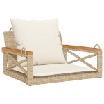 Panchina a Dondolo con Cuscini Beige 63x62x40 cm in Polyrattan