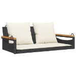 Panchina a Dondolo con Cuscini Nera 109x62x40 cm in Polyrattan